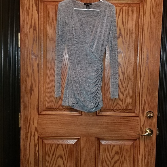 WHITE HOUSE BLACK MARKET Silver wrap front top - Picture 4 of 4